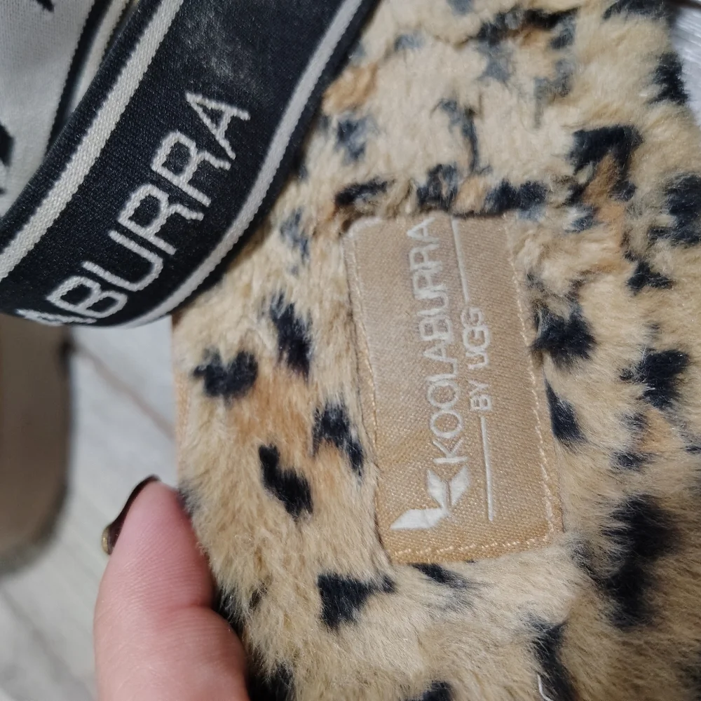 UGG Kookaburra Leopard Print Fuzzy Slide Sandals Size Women's 11 - Picture 15 of 17